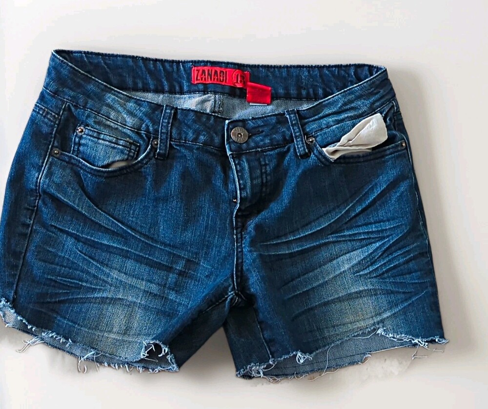 Zanadi Juniors Blue Denim Cut-Off Shorts Size 13 Pockets